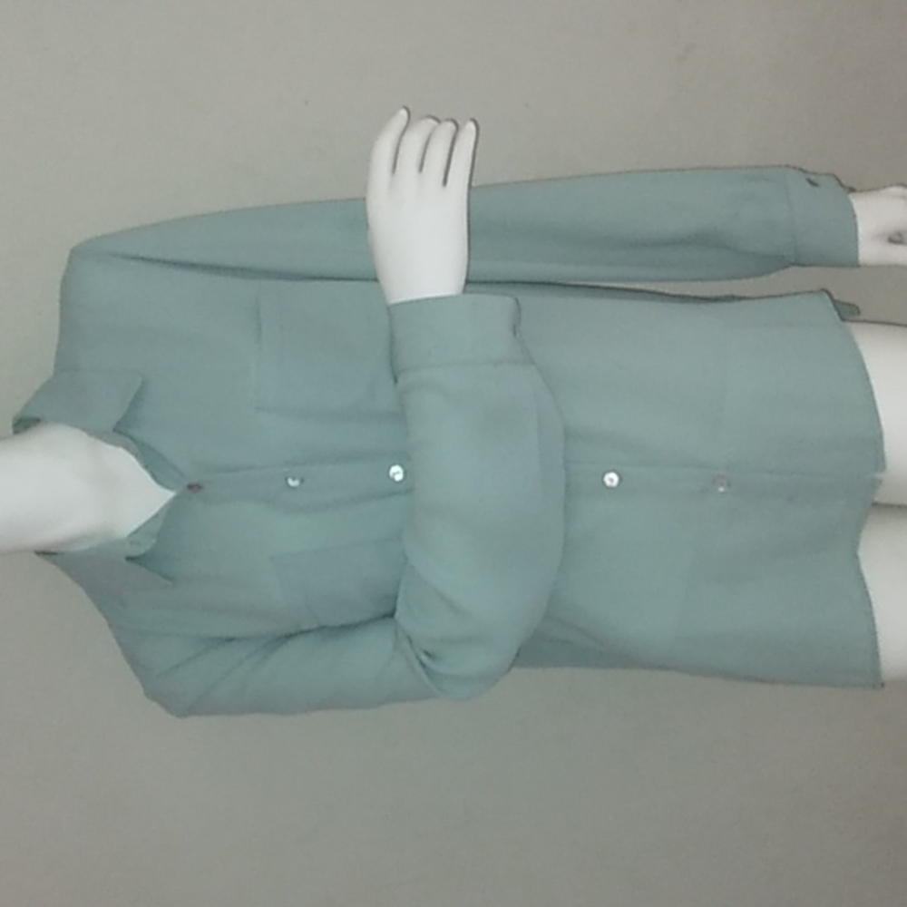 Forever21 Pale Large Turquoise Long sleeve Blouse